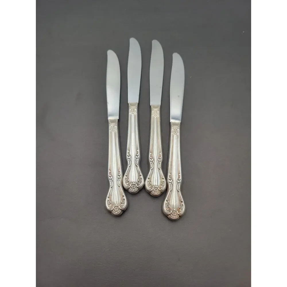 Rogers Brothers Daybreak Elegant Lady 4 Dinner Knives Reinforced Plate IS